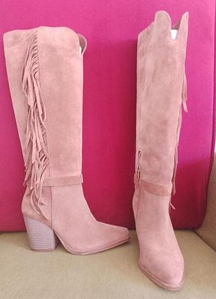 Козаки з натуральної замші з бахромою