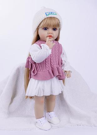 Лялька реборн 55 см вініл-силіконова злата в наборі з соскою, пляшкою  можна купати