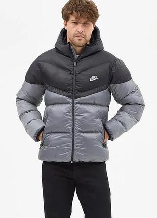 Пуховик nike storm-fit black/grey (синтепух, s–xxl)