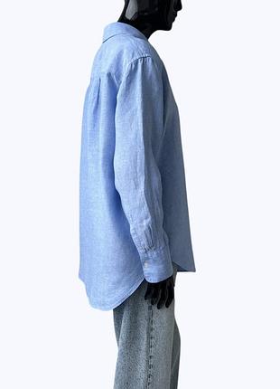 Лляна подовжена сорочка вільного прямого крою льон marks & spencer льняная удлиненная рубашка лён