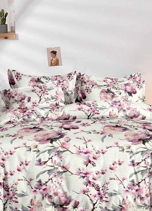 Наволочка фланель 70х70 см, 100% бавовна рожеві квіти