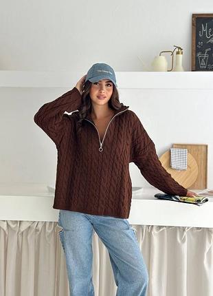 ❗️ 7 кольорів ❗️ жіночий теплий светр джемпер комір на змійці акрил вовна шоколадний сірий чорний блакитний жовтий рожевий бежевий