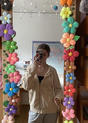 ❗️зіп худі з утепленням бежевого кольору