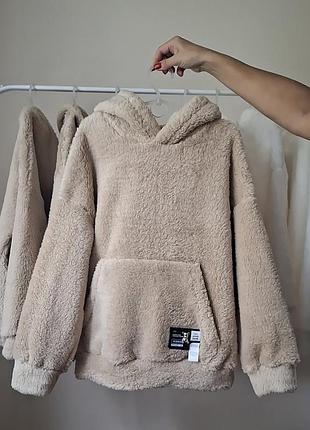 Підліткове тепле бежеве худі тедді для дівчинки розмір 134,140,146152