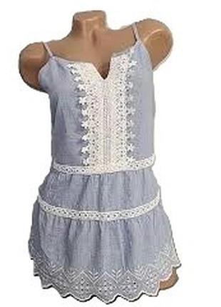 100% коттон. женская летняя майка топ батист прошва кружево