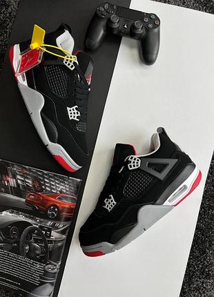 ❄️зимові чоловічі кросівки nike air jordan 4 retro bred fur