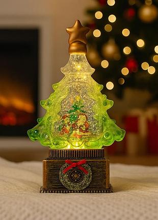 Світильник-нічник "ялинка" сніговий куля з підсвіткою та метеллю (xhf-8003), новорічний сувенір