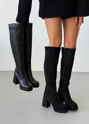 В наявності демісезонні чоботи на стійкому підборі екошкіра/екозамш 36-40р