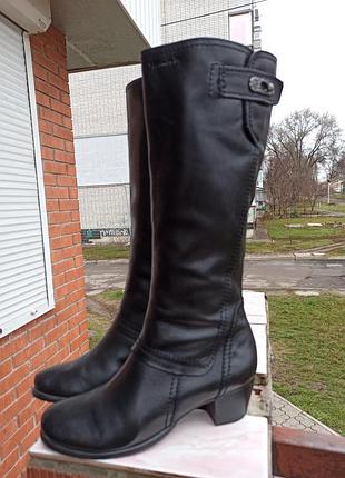 Комфортные сапоги натуральная кожа, демисезон tamaris
