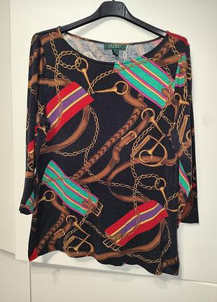 Женская блузка лонг от lauren ralph lauren с принтом в виде упряжи и цепей.