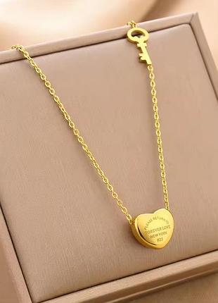 Ланцюжок з підвіскою кольє серце з ключем