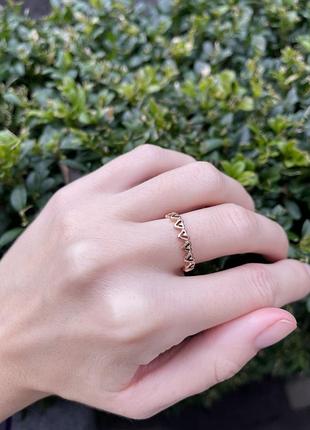 Кольцо "эскиз сердца" с покрытием 14k розовым золотом