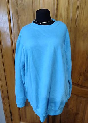Свитшот базовый голубой на флисе большой размер