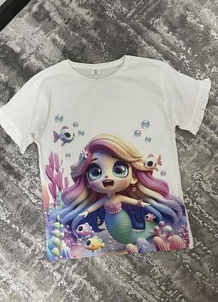 Футболка з русалочкою на дівчинку 8-9 років 134 см