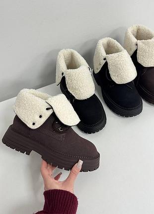 Зимние ботинки с отворотом teddy