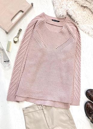 Пудровий светр select з вирізом на шиї