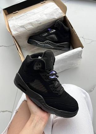Jordan 5 black dark blue gum
