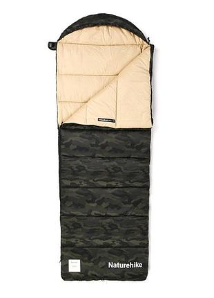 Спальний мішок з капюшоном naturehike m320 cnk2350ws023 правий (зелений камуфляж)
