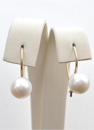 Золотые серьги 585 пробы с жемчужинами 2,32 г. арт. 60213