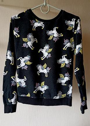Свитер  c единорогами  джемпер хлопок 42-44  размер