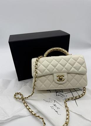 Классическая молочная сумочка через плечо, с ручкой и ремешком