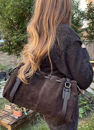 Замшевая сумка шоколад