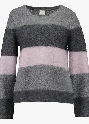 Актуальний вільний светр джемпер в смужку з вовною та альпакою  vila