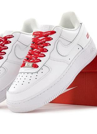 Nike air force 1 low x supreme white red, кросівки найк форс жіночі білі, кросовки женские белые найк, кросівки найк чоловічі