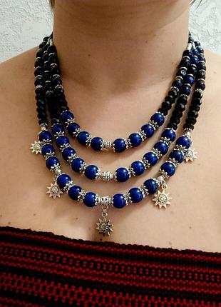 Ожерелье "режевая ночь" и серьги в комплекте