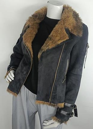 Замшевая дубленка с искусственным мехом
