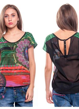 310. стильная женская блузка desigual с ярким принтом, выполненная из удобного материала