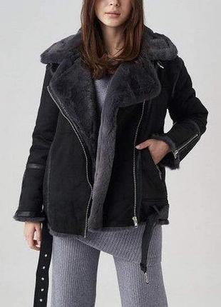 Дублянка чорна з темно-сірим хутром
