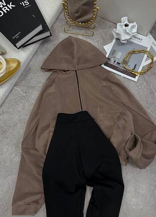 Жіночий повсякденний спортивний костюм двійка штани та кофта на змійці з капюшоном тканина двосторонній фліс полар