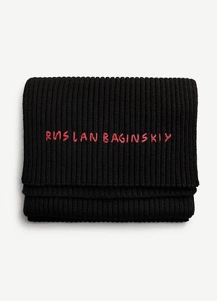 Жіночий шарф ruslan baginskiy monogram-embroidered wool scarf чорний