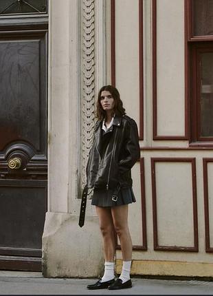 Куртка косуха жіноча демісезонна zara шоколадного коричневого кольору розмір s