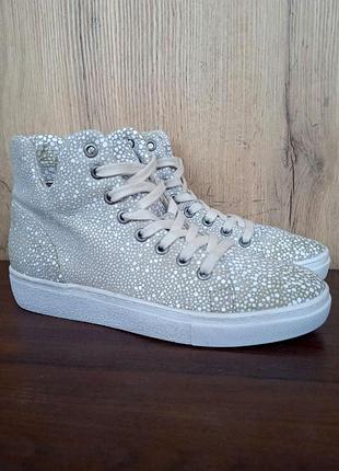 Нові італійські натуральні замшеві кросівки, хайтопи, демі кеди, осінь весна, р. 37