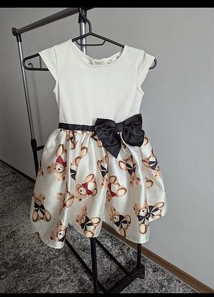 Нарядное праздничное платье платье мешки тедди 4-6р бантик пышное