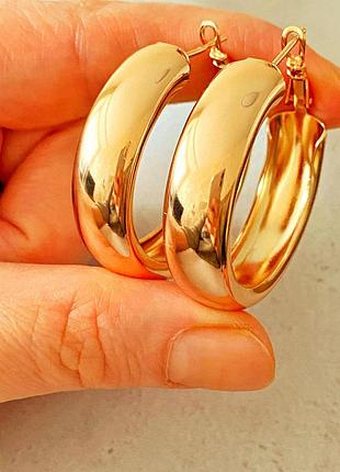 Позолочені сережки-кільця д.3.5см, конго, позолота