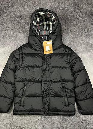Пуховик куртка унісекс burberry london england puffer black маломірить