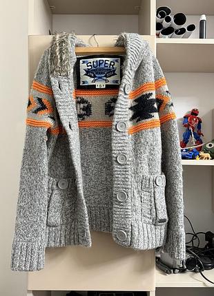 Вязаное трендовое шикарное худи кофта superdry japan