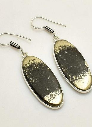 Сережки з натуральним піритом