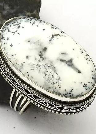 Кільце з натуральним дендроопалом (моховим опалом), індія, розмір 19.5