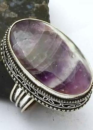 Кольцо с натуральным аметистом, размер 19.5, индийские украшения