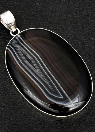 Кулон с натуральным черным агатом ботсвана, индийские украшения