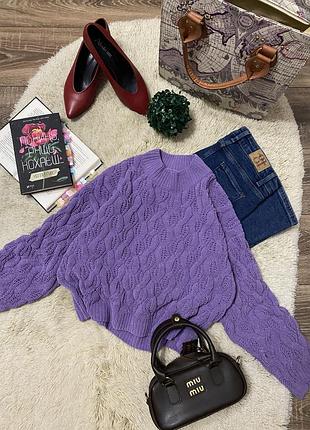 Бузковий укорочений светр