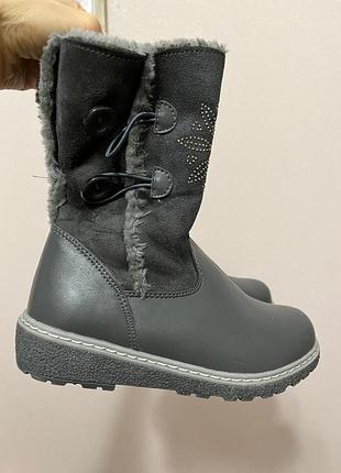 Натуральні шкіряні сапожки , чоботи, черевики зимові на дівчинку