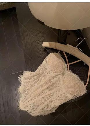 Утягивающий корсет с косточками кружевной на завязках топ корсетный новый с кружевом вечерний шелковый белый винтажный