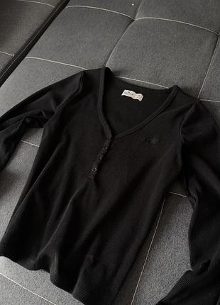 Чорний лонг в грубий рубчик від hollister🖤🖤