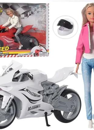 Кукла defa на мотоцикле с шлемом шарнирная, подвижные руки и ноги, мотогонщика барби, кукла 29см