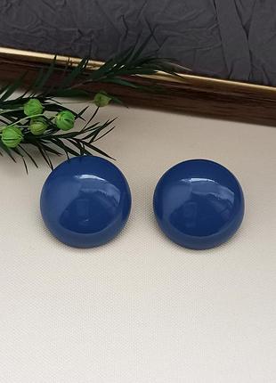 Модні 80-ті! вінтажні сережки, сині, круглі, пластикові, вінтаж